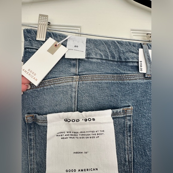 ✨NWT Good American Good 90s Jeans Indigo 542 Fitted Waist Perfect Blue Jeans 20W - Picture 9 of 17